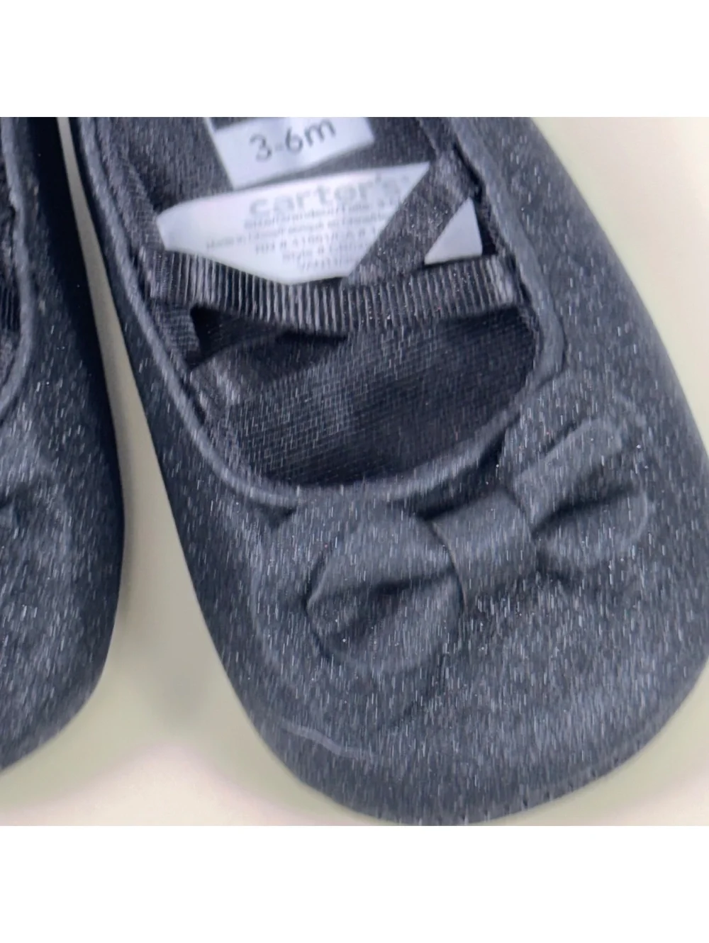 Carter’s Baby Girls Black Glitter Ballet Flats 3-6M